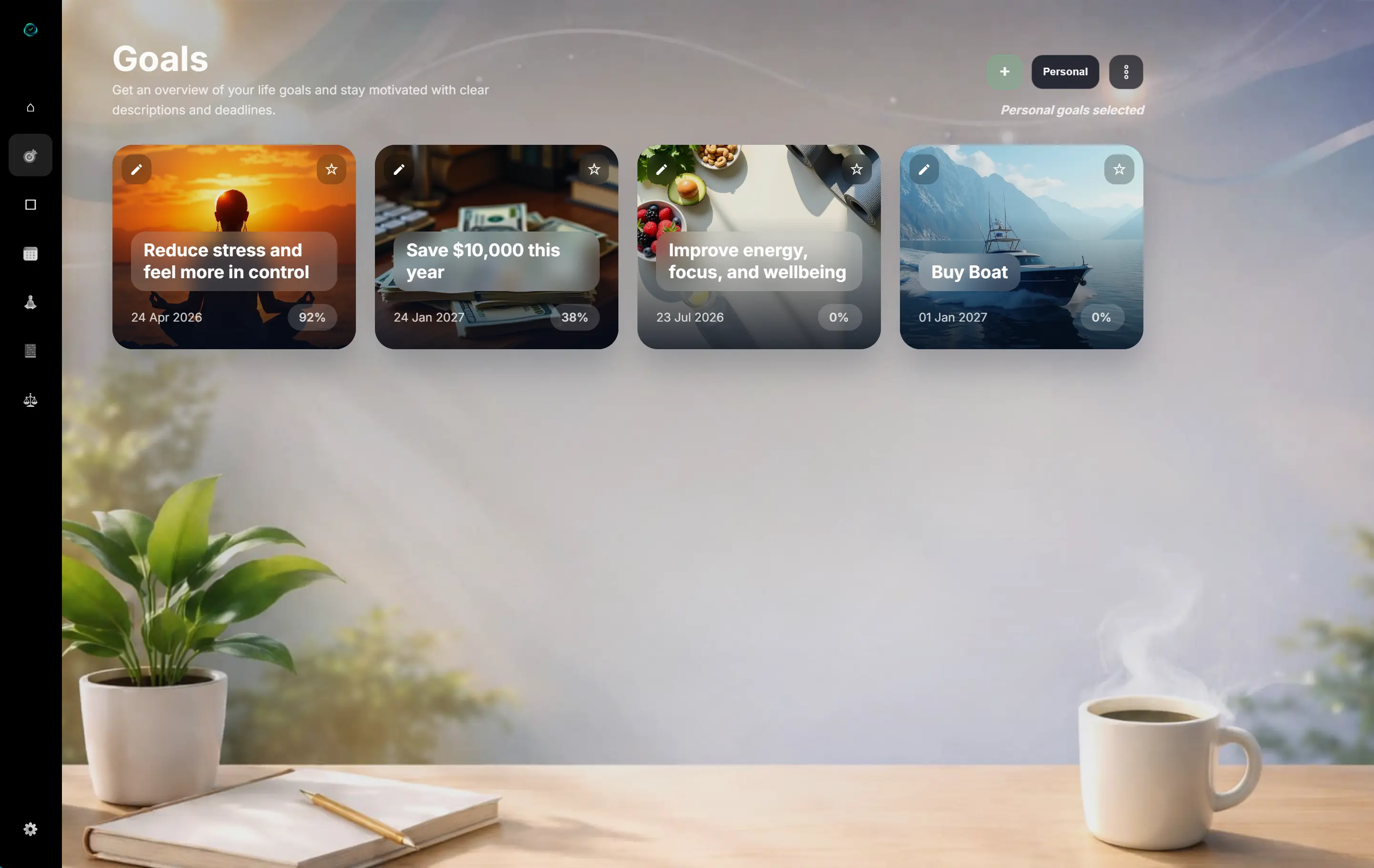Create a new goal in EasyLife with title and category